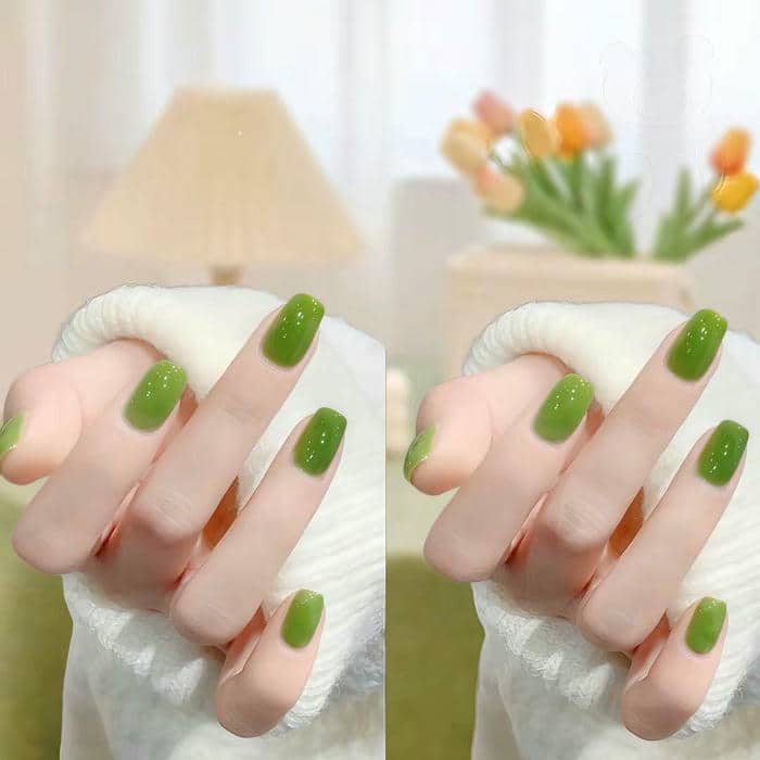 ảnh mẫu mẫu nail màu xanh lá