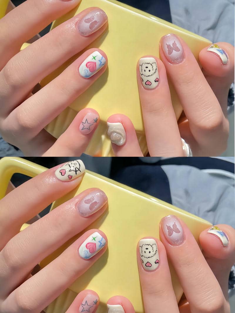 ảnh mẫu mẫu nail tráng gương hàn quốc