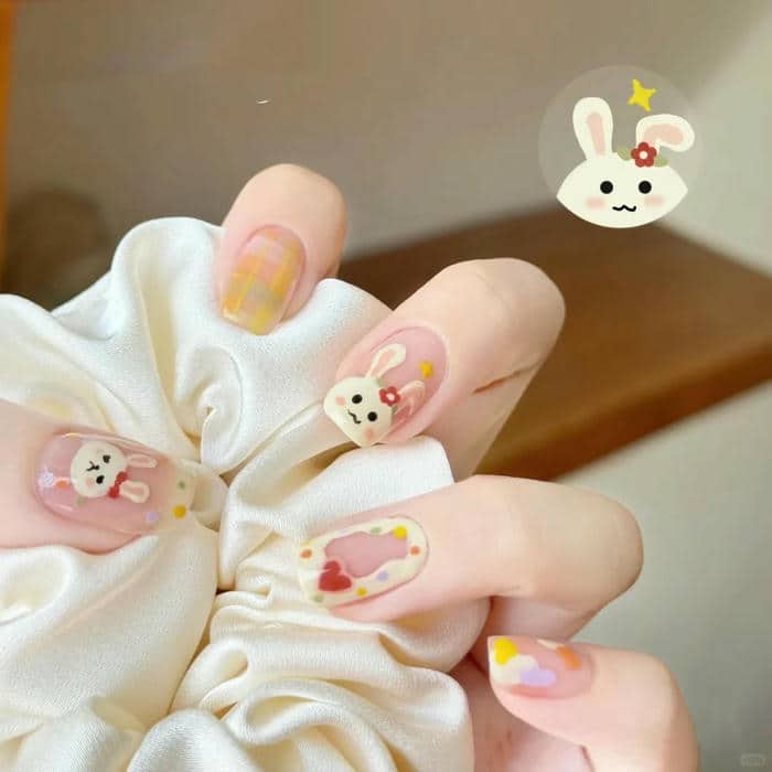 ảnh mẫu nail con thỏ cute