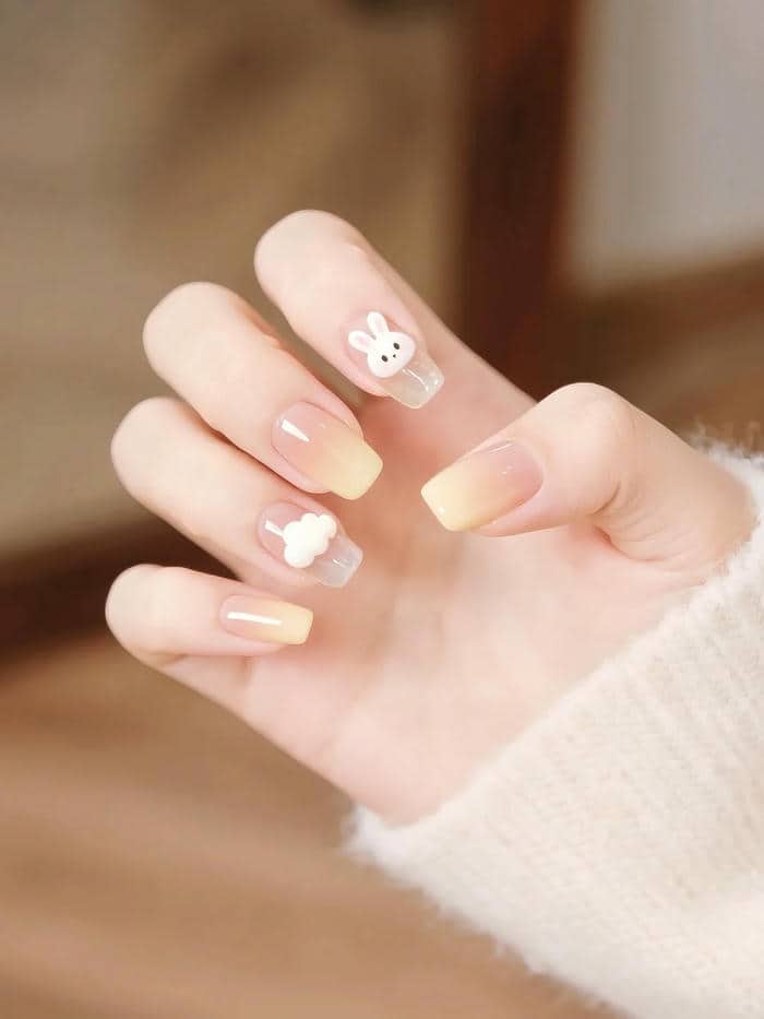 ảnh mẫu nail con thỏ xinh