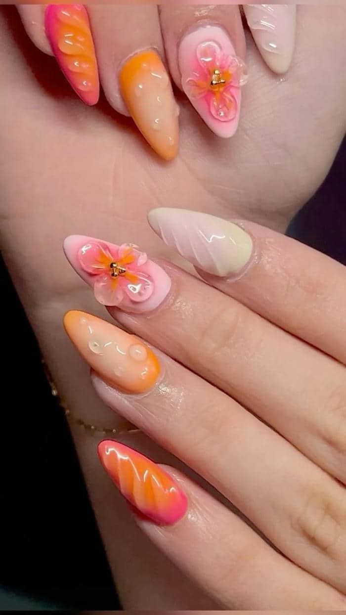 ảnh mẫu nail đắp bột ombre