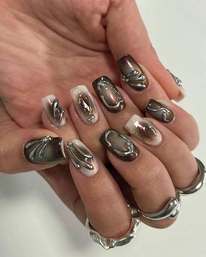 ảnh mẫu nail đen trắng cá tính