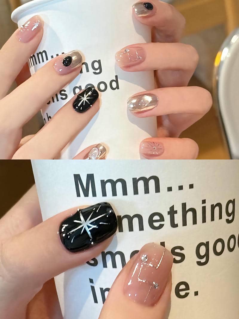 ảnh mẫu nail đẹp màu đen