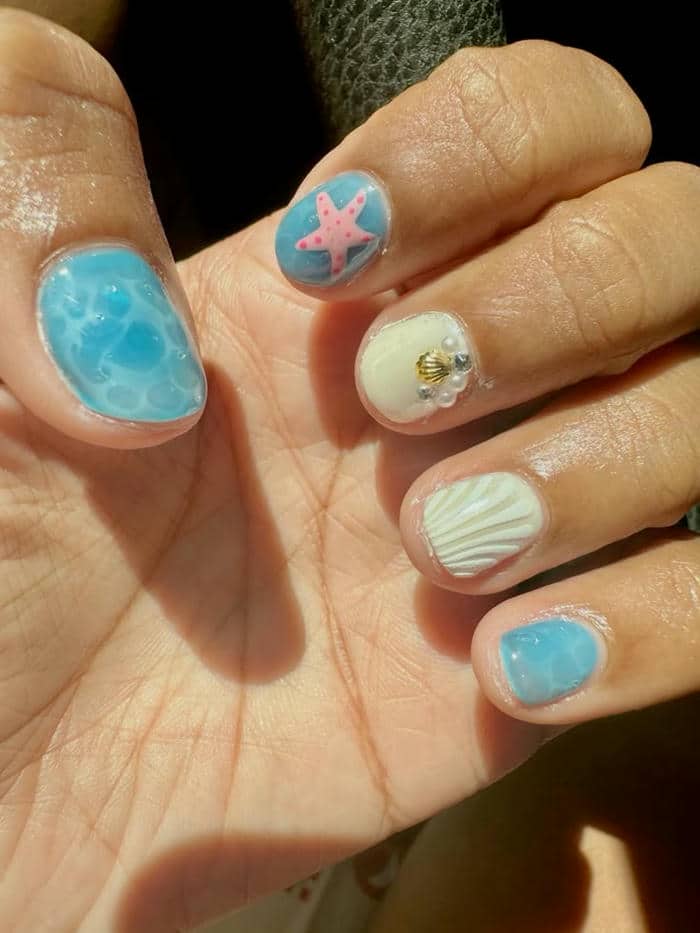 ảnh mẫu nail đi biển cho móng ngắn
