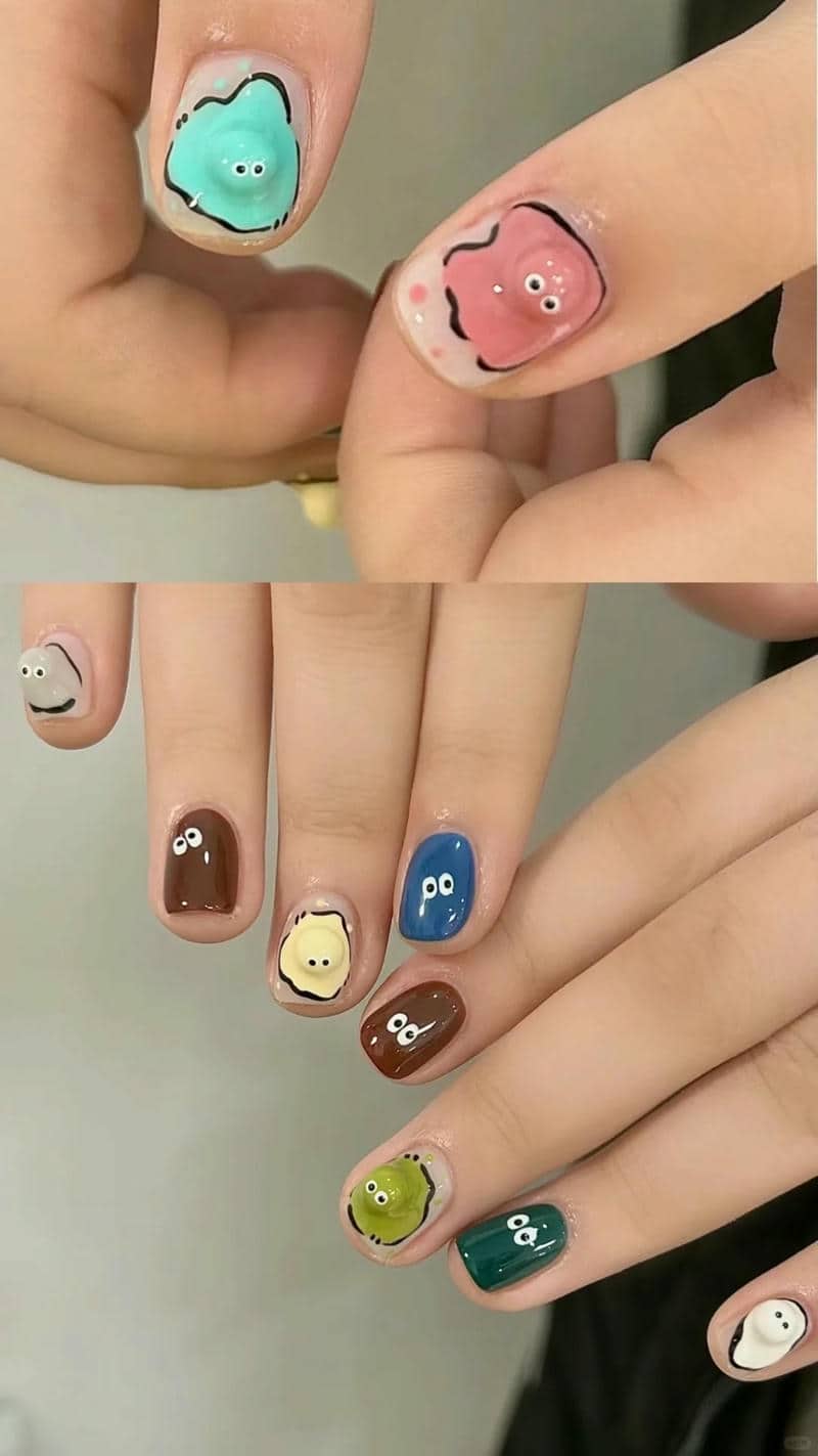 ảnh mẫu nail hài hước dễ thương