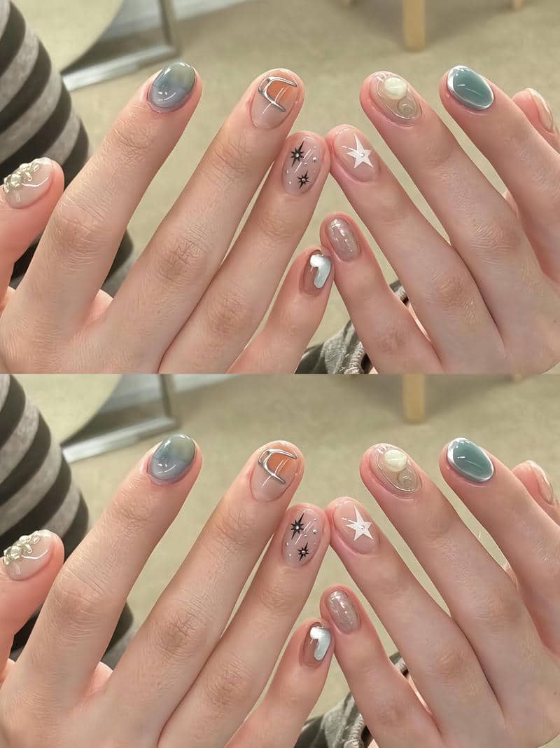 ảnh mẫu nail hàn quốc đơn giản