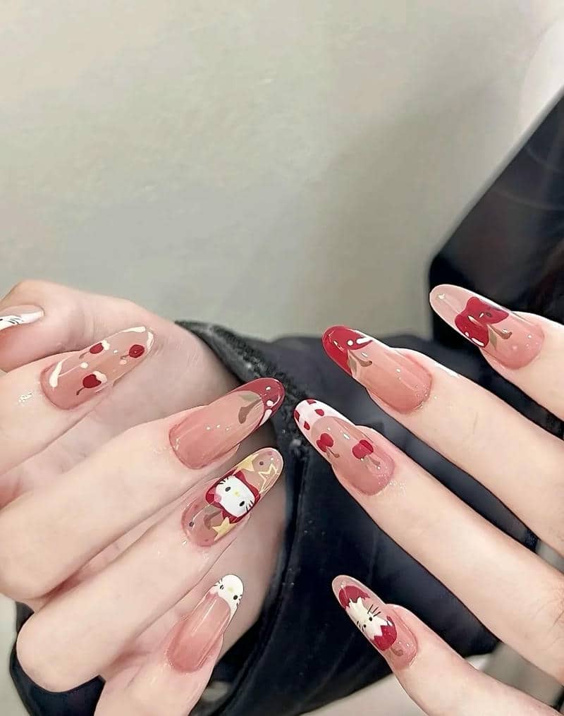 ảnh mẫu nail hello kitty dễ thương