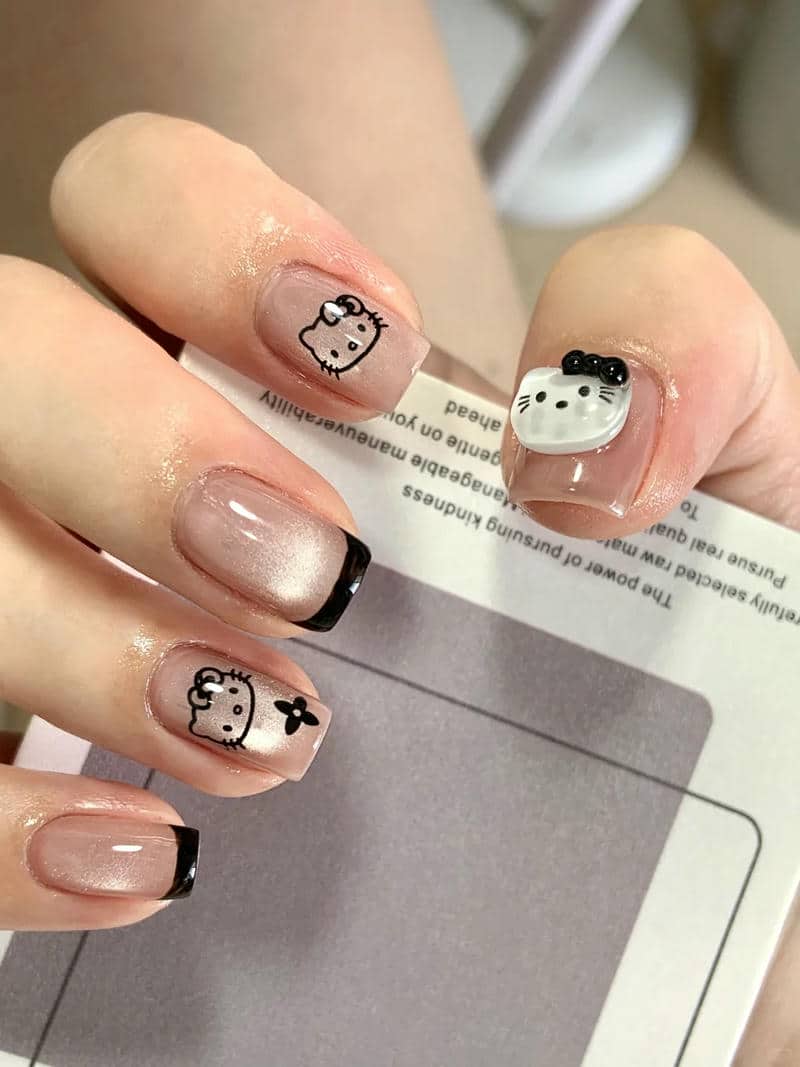 ảnh mẫu nail hello kitty đẹp