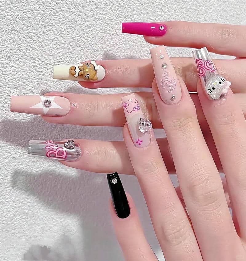 ảnh mẫu nail hello kitty