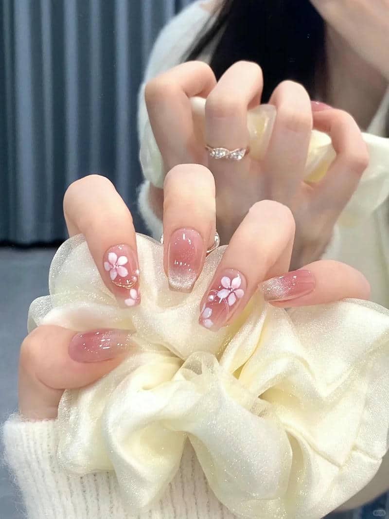 ảnh mẫu nail hoa đào đẹp
