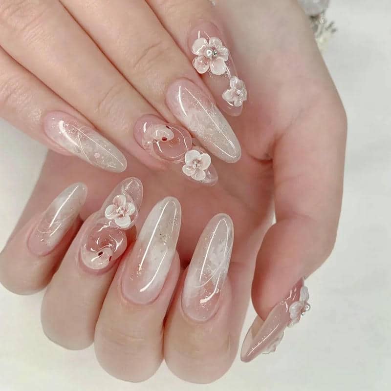 ảnh mẫu nail hoa đào đơn giản