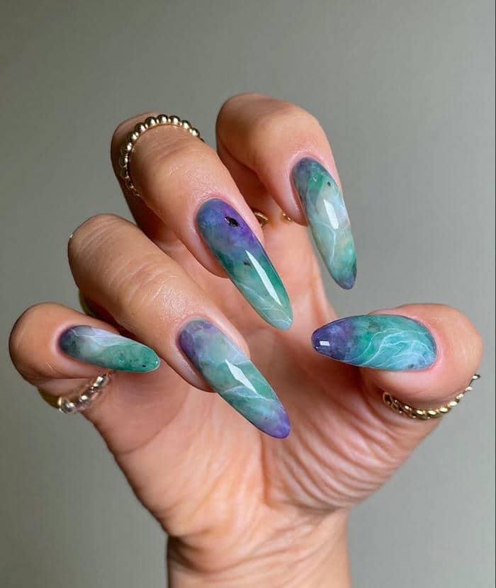 ảnh mẫu nail loang vân đá
