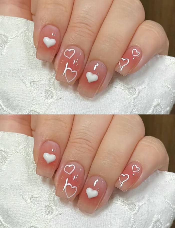 ảnh mẫu nail màu loang hồng