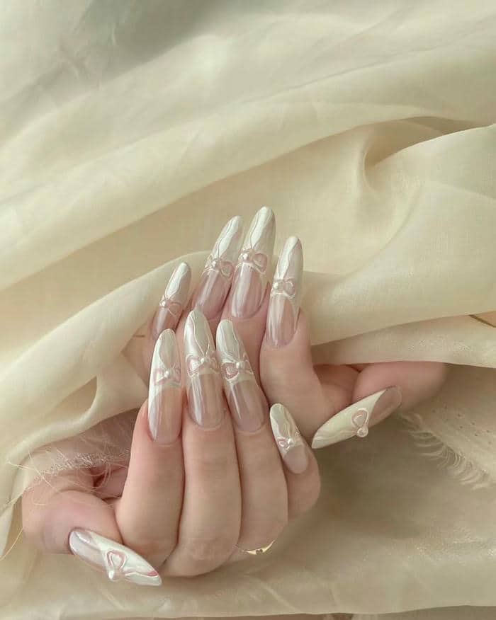 ảnh mẫu nail màu ngọc trai
