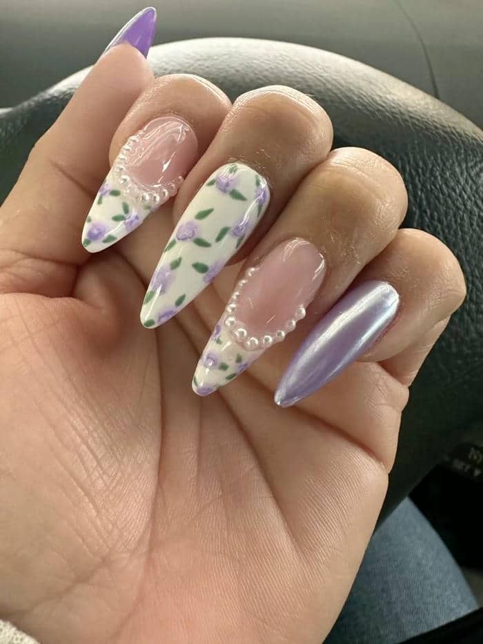 ảnh mẫu nail màu tím đẹp