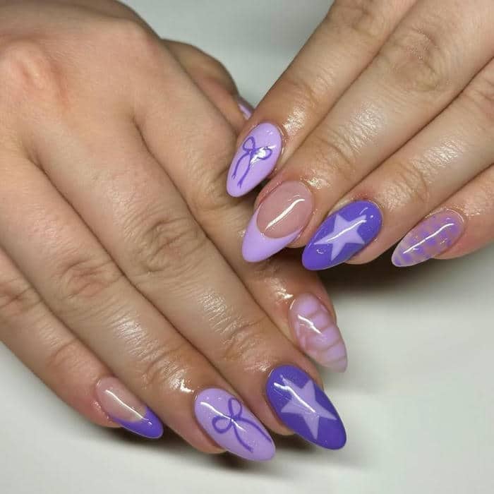 ảnh mẫu nail màu tím nhạt