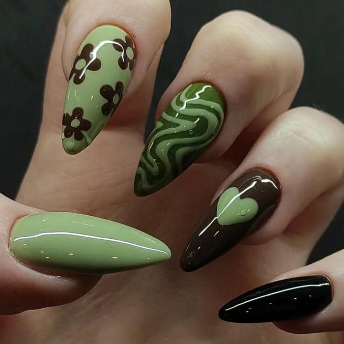 ảnh mẫu nail màu xanh bơ