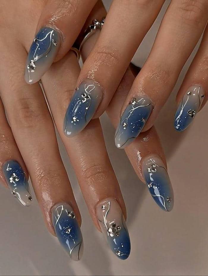 ảnh mẫu nail màu xanh dương
