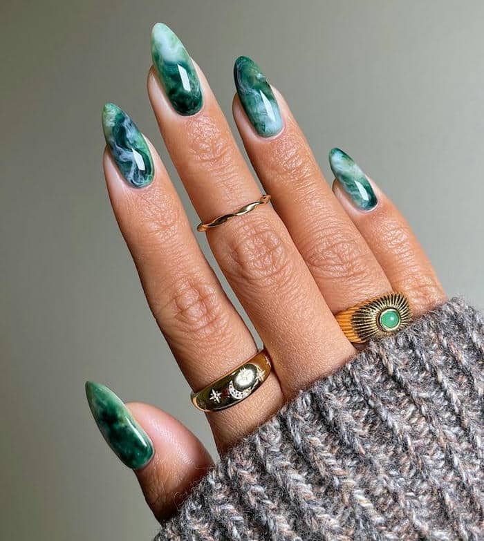 ảnh mẫu nail màu xanh ngọc
