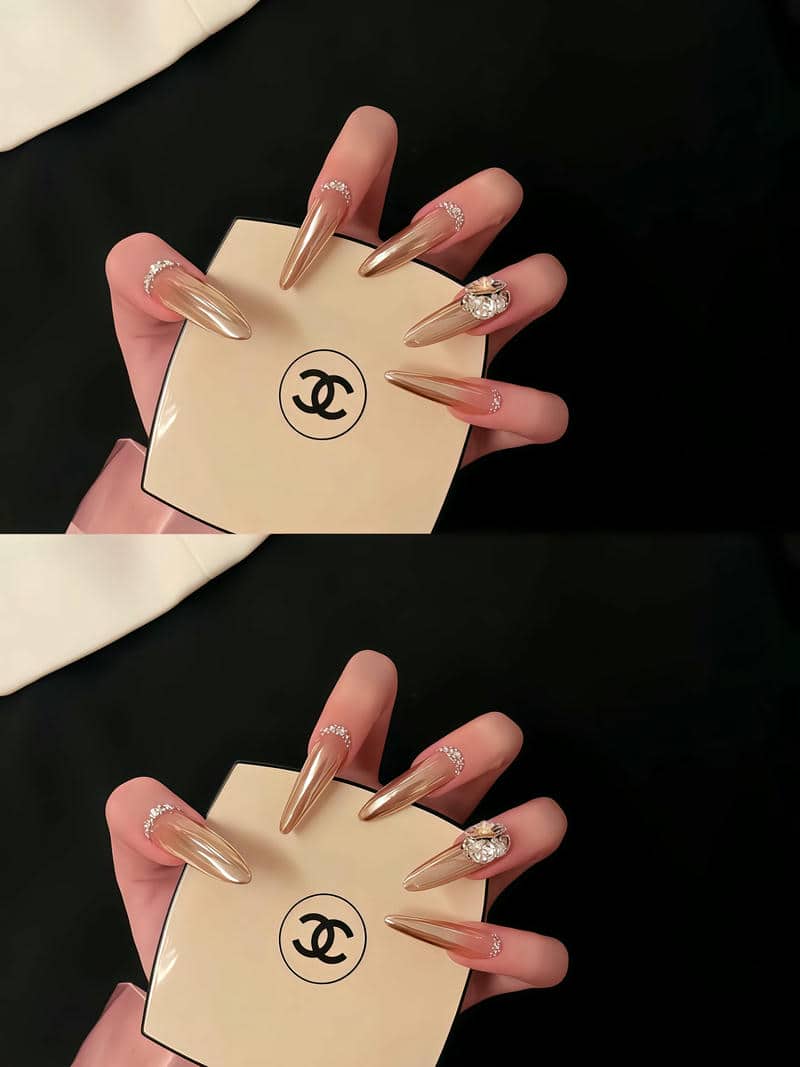 ảnh mẫu nail móng nhọn đơn giản