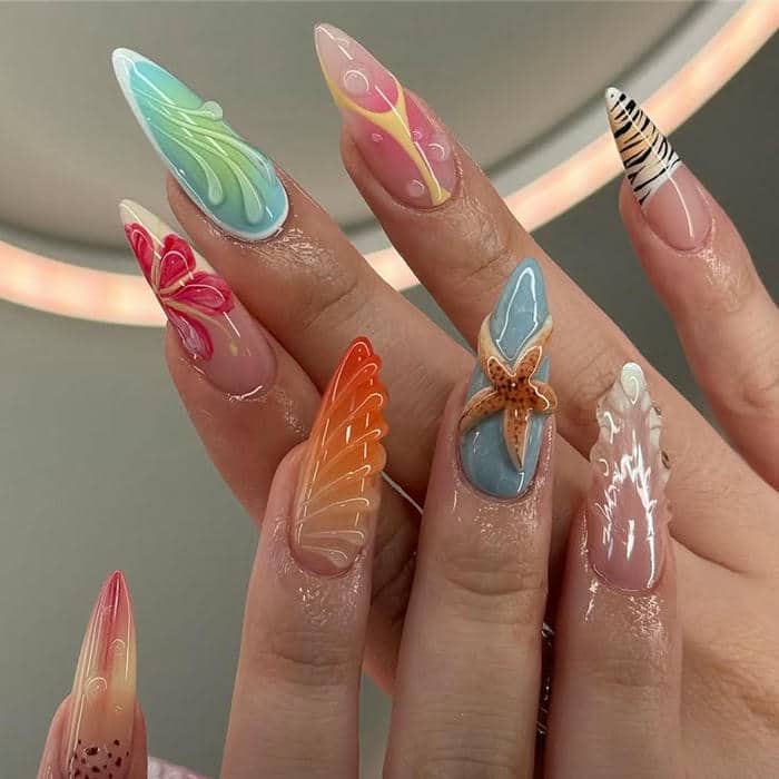 ảnh mẫu nail mùa hè đơn giản