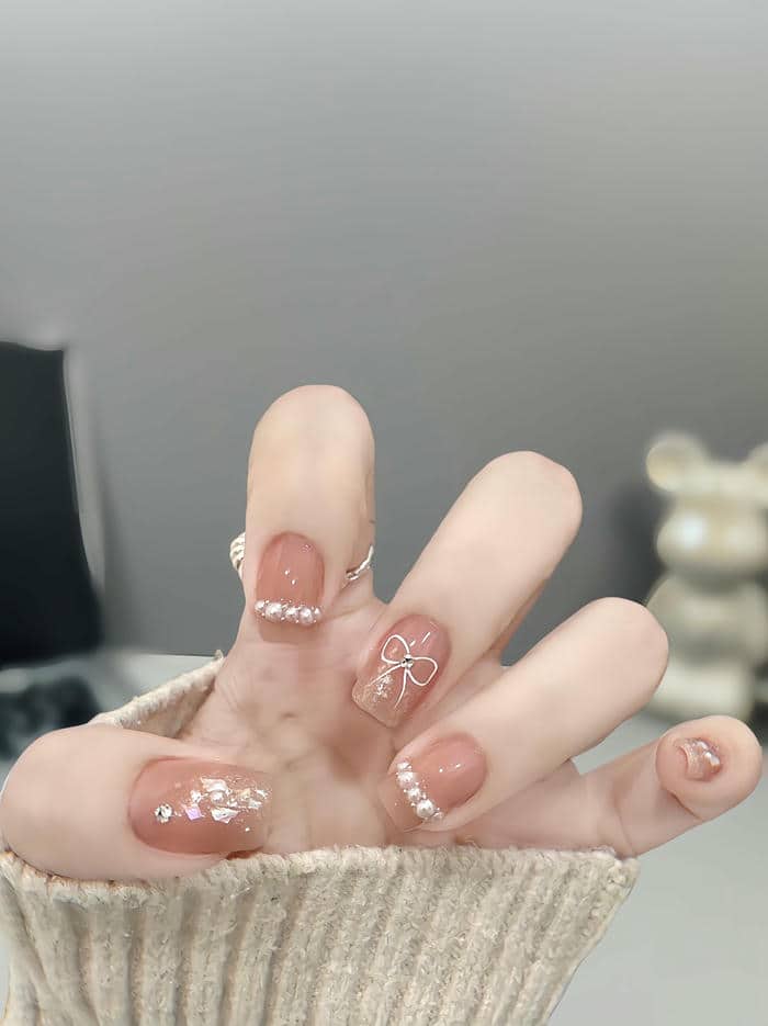 ảnh mẫu nail ngọc trai đẹp