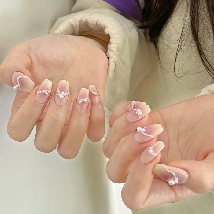 ảnh mẫu nail ngọc trai đơn giản