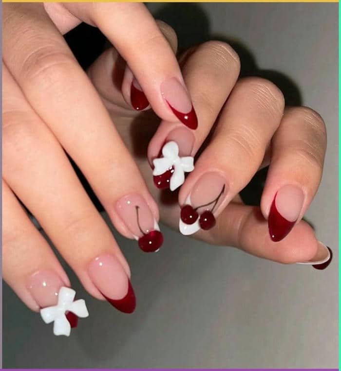 ảnh mẫu nail nơ đẹp