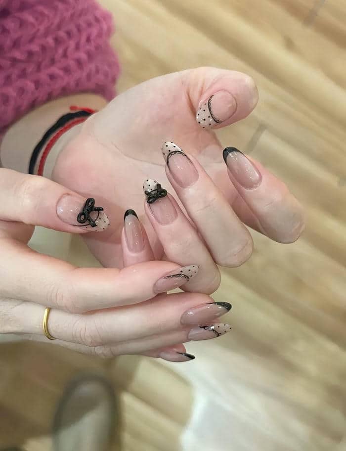 ảnh mẫu nail nơ xinh