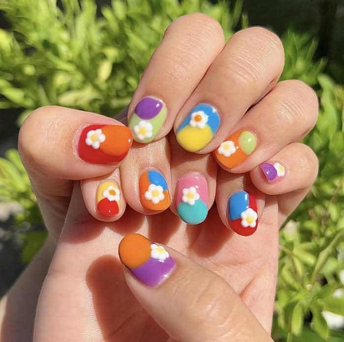 ảnh mẫu nail pastel nhiều màu