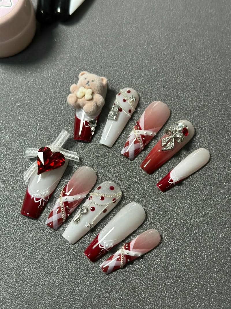 ảnh mẫu nail sọc caro