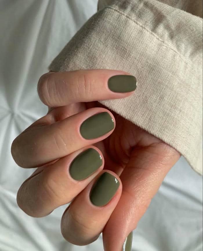 ảnh mẫu nail sơn trơn xanh