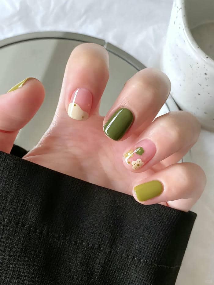 ảnh mẫu nail thạch xanh lá