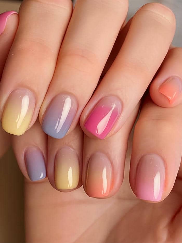 ảnh mẫu nail trơn nhiều màu