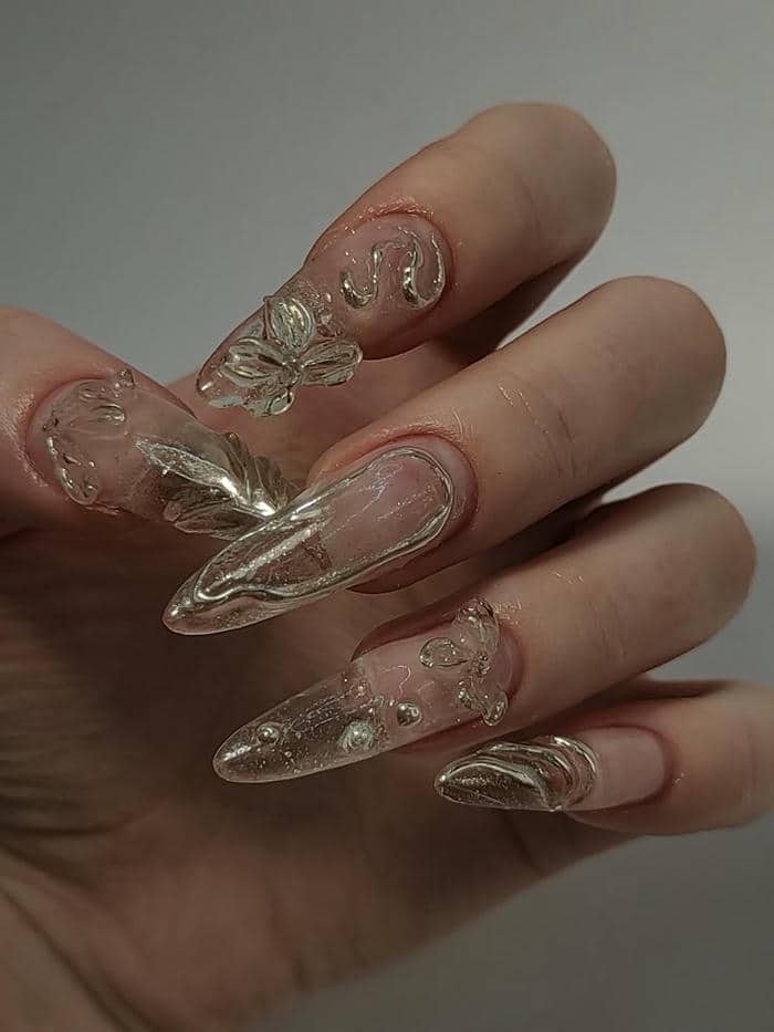 ảnh mẫu nail trong suốt đẹp