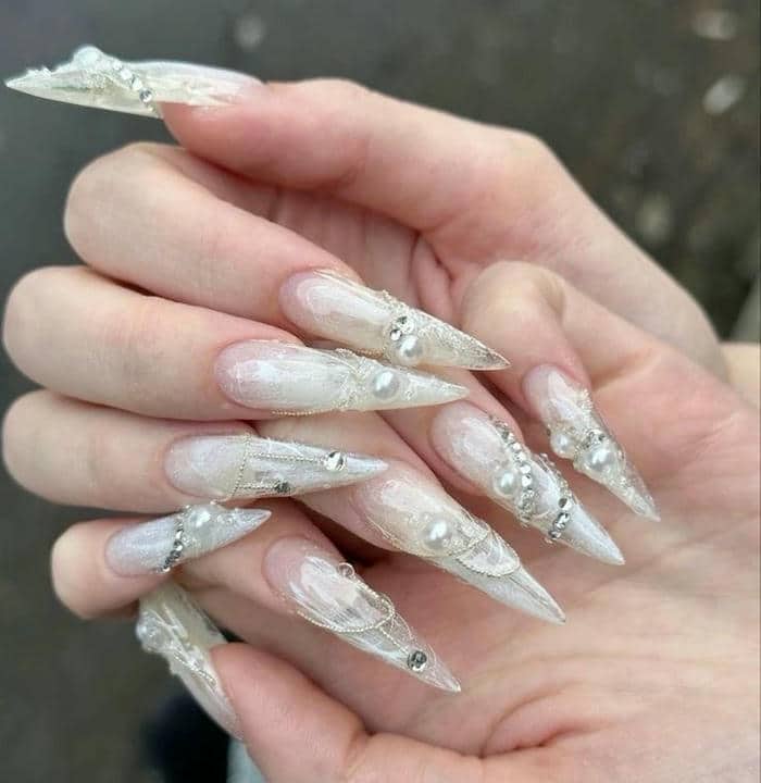 ảnh mẫu nail trong suốt xinh