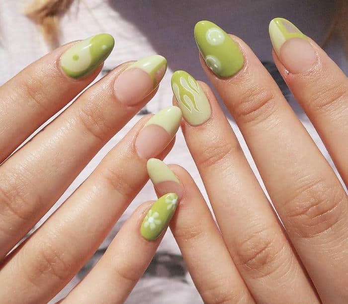 ảnh mẫu nail xanh bơ cute