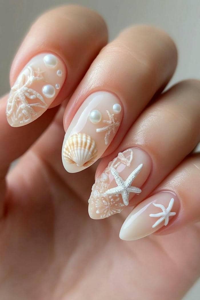 ảnh mẫu nail xinh đi biển