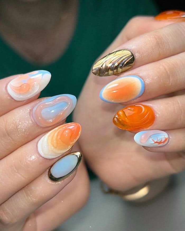 ảnh nail đắp bột ombre