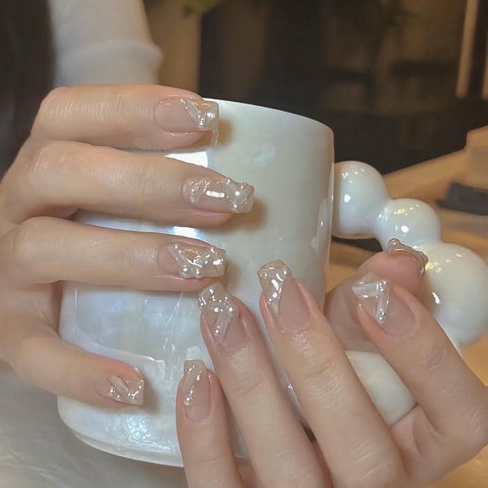 ảnh nail đính ngọc trai