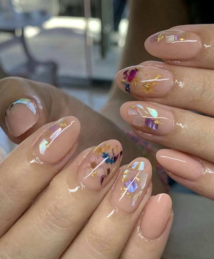 ảnh nail đính xà cừ