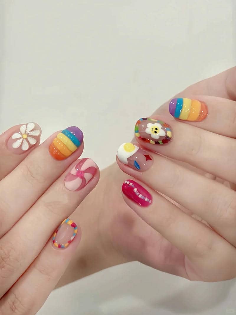 ảnh nail hài hước cho móng ngắn