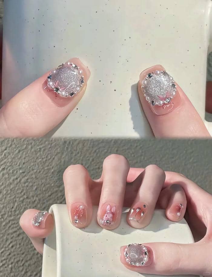 ảnh nail hình con thỏ