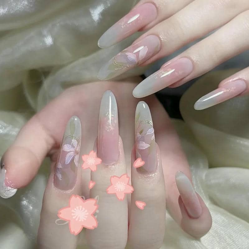 ảnh nail hoa đào đơn giản