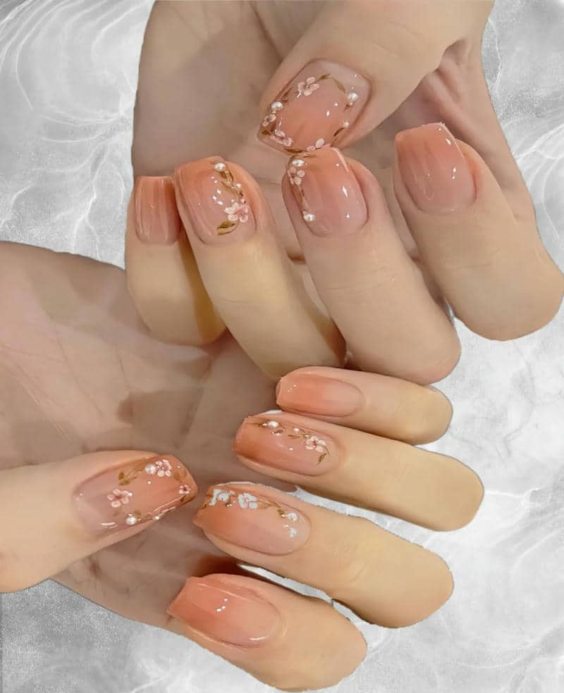ảnh nail hoa đào