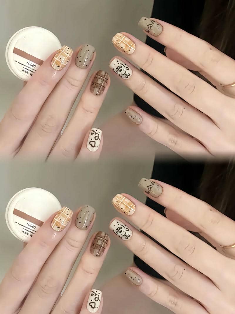 ảnh nail kẻ sọc hàn quốc