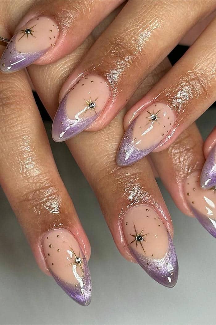 ảnh nail mắt mèo tím