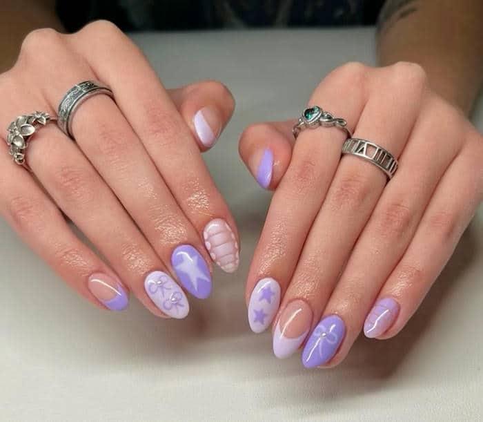 ảnh nail màu tím pastel