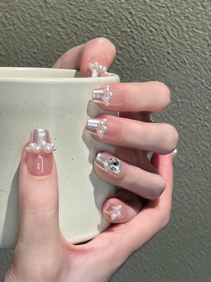 ảnh nail ngọc trai đẹp