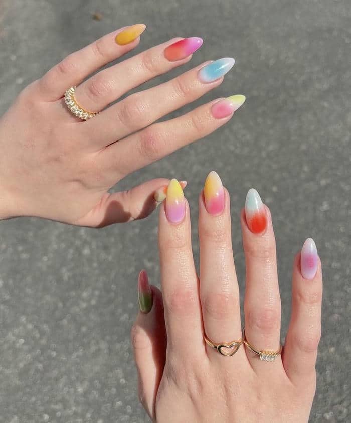 ảnh nail nhiều màu pastel